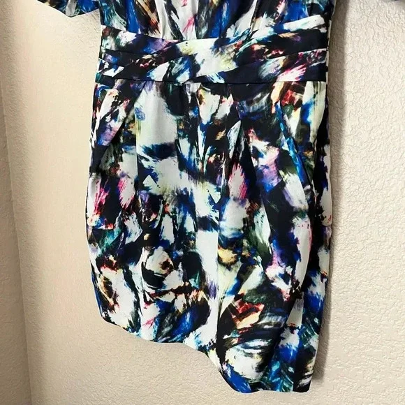 Stella McCartney Silk Abstract Multicolor Dress 3/4 Sleeve Button Front Size 6